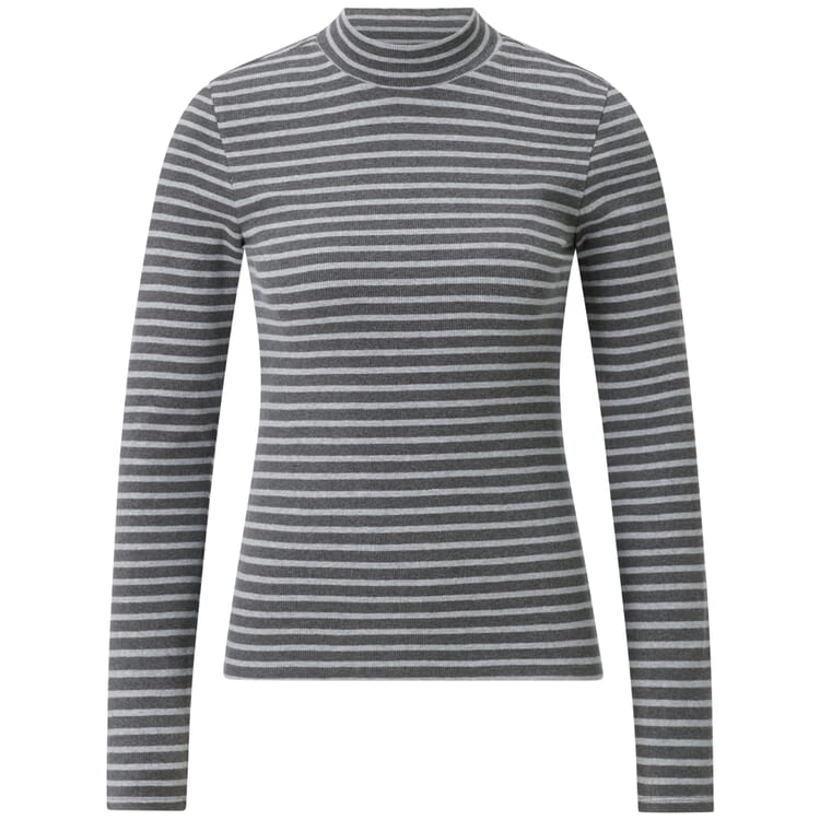 T-shirt rayé à côtes pour femme, Gris