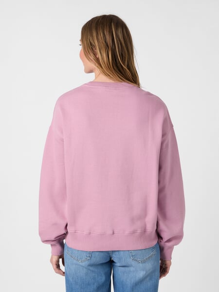 Sweat-shirt pour femme Vieux rose, présenté sur un modèle