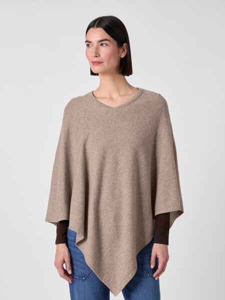 Cashmere Poncho, presented on a model
