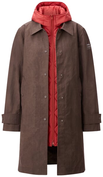 Damen-Trenchcoat 2in1 mit Weste Braun-Rot