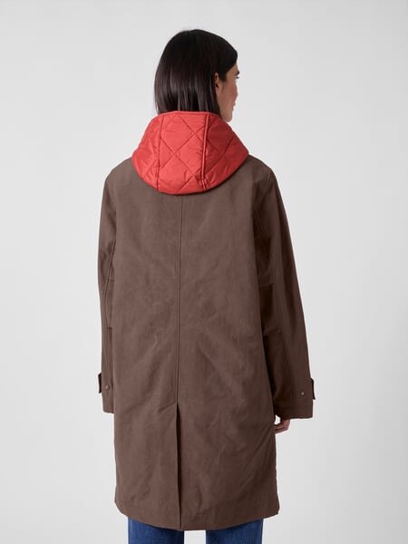 Women's 2-in-1 Trench Coat with Vest Brown-Red, presented on a model