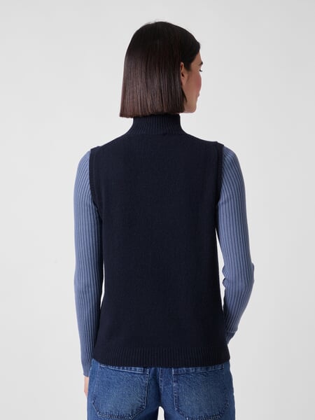 Damen-Strickpullunder Kaschmir Navy, Tragebild