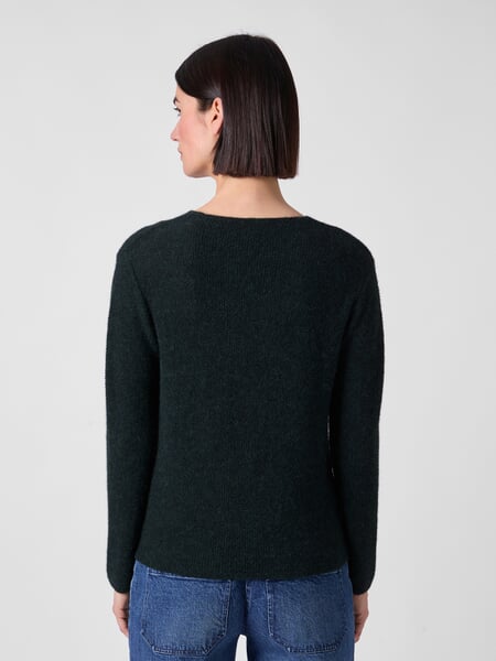 Damenstrickpullover Babyalpaka Grün, Tragebild