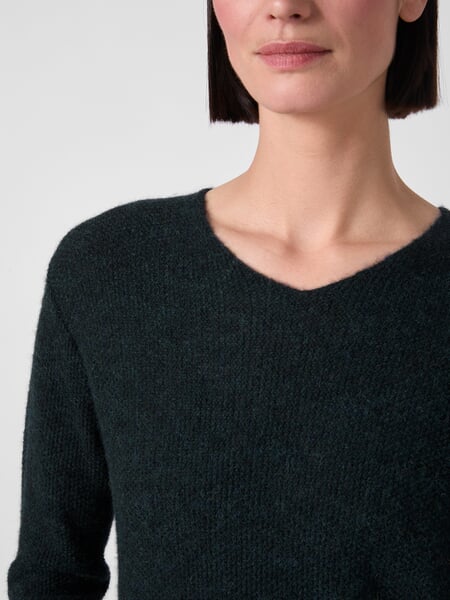Damenstrickpullover Babyalpaka Grün, Detailsicht
