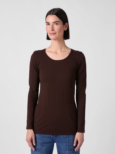 Damen-Langarmshirt Braun, Tragebild