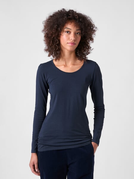 Damen-Langarmshirt Dunkelblau, Tragebild