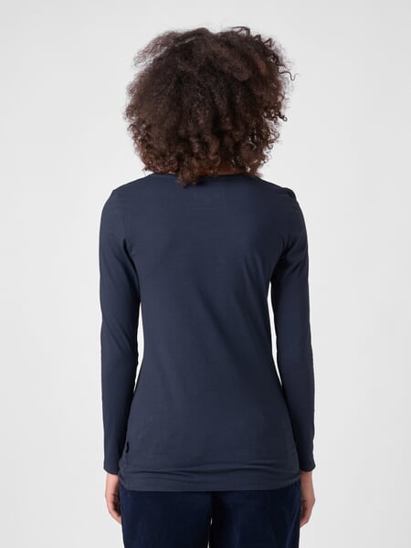 Damen-Langarmshirt Dunkelblau, Tragebild