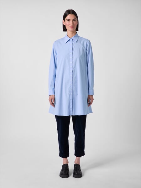 Damen-Blusenkleid Popeline Hellblau, Tragebild