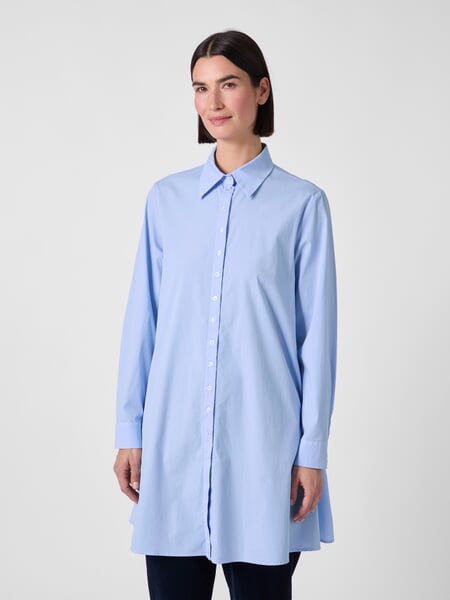 Damen-Blusenkleid Popeline Hellblau, Tragebild