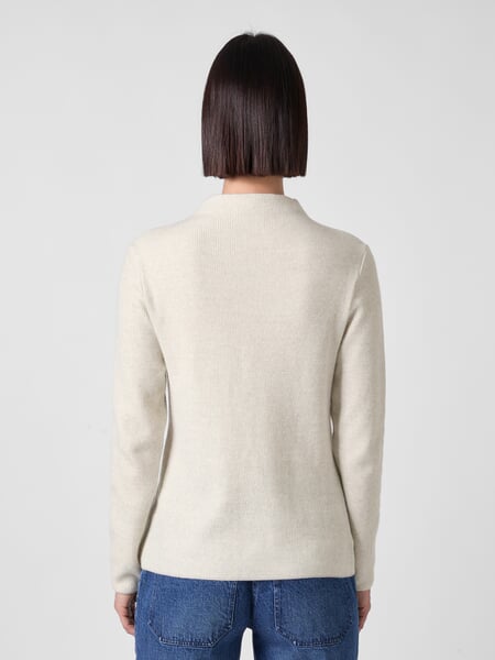 Maglia da donna a maglia a maniche lunghe Bianco naturale, Tragebild