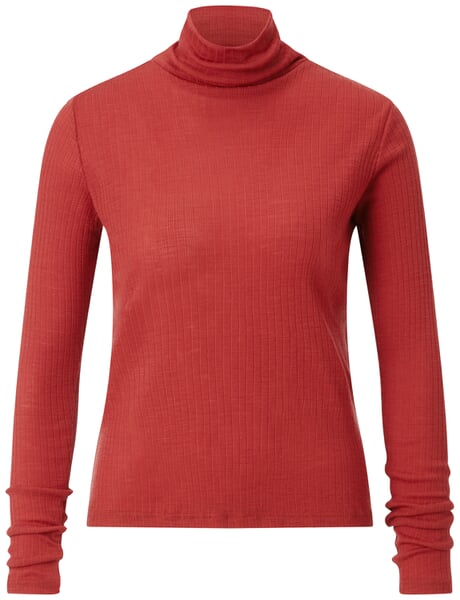 Damen-Rollkragenshirt Merinowolle Rostrot