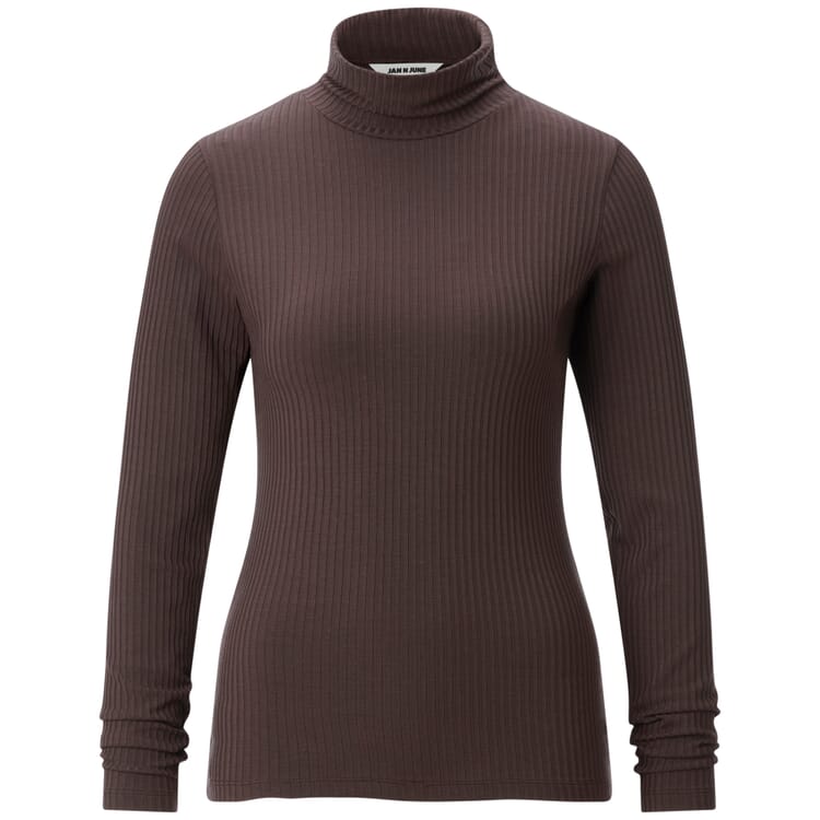 Jersey de cuello alto para mujer TENCEL™, Marrón oscuro