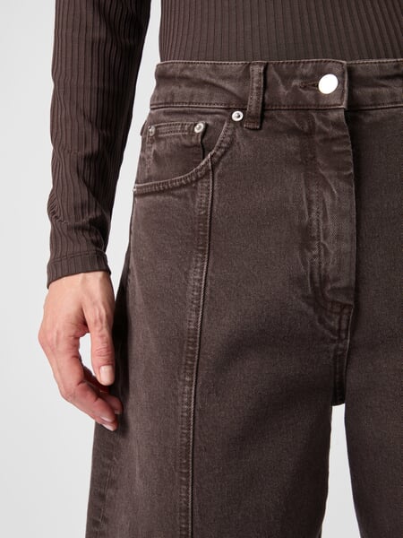 Damen-Barreljeans Dunkelbraun, Detailsicht