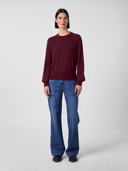 Damen-Strickpullover Weinrot, Tragebild