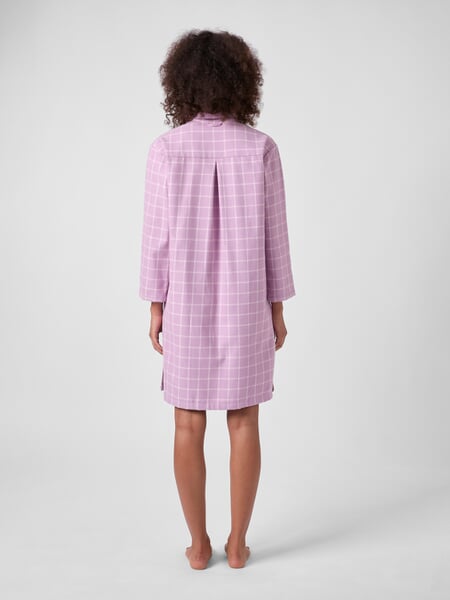Women's Checkered Flannel Nightgown Mauve, presented on a model