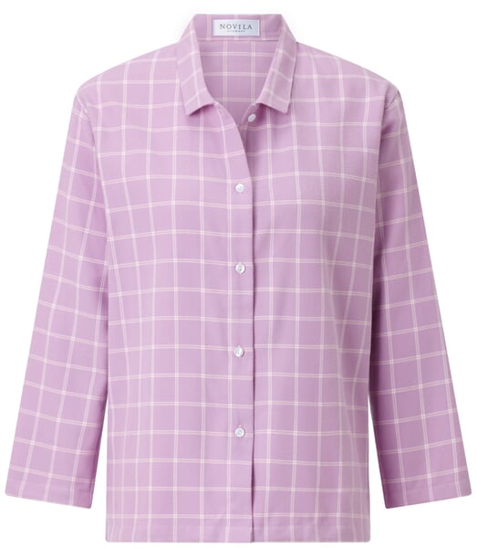 Damen-Flanellpyjama kariert Mauve