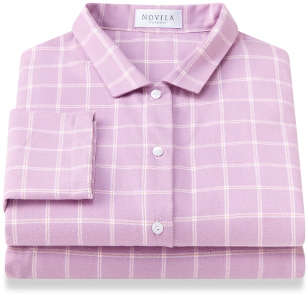 Damen-Flanellpyjama kariert Mauve