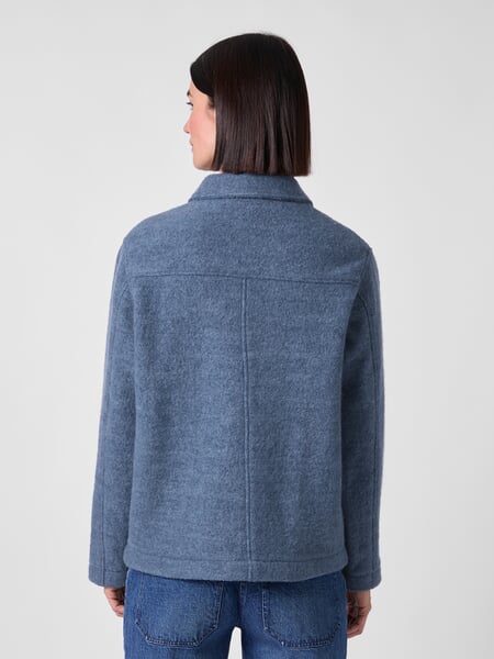Women's Short Wool Jacket Medium blue, presented on a model