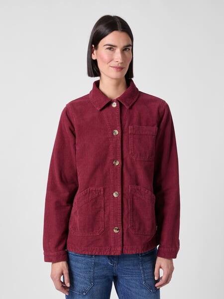 Damen-Cordjacke Weinrot, Tragebild