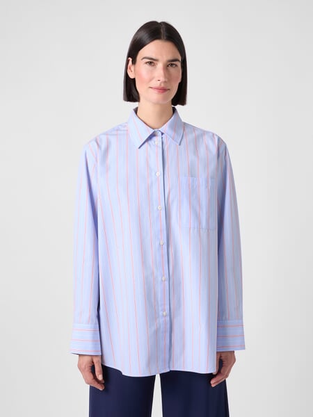 Camicetta da donna a righe Azzurro, Tragebild