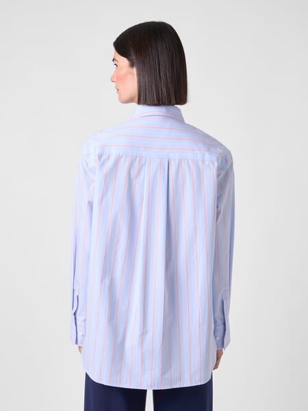 Camicetta da donna a righe Azzurro, Tragebild
