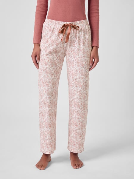 Women's Patterned Pajama Pants Copper-Coloured, presented on a model