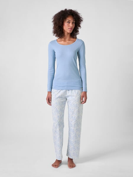 Damen-Langarmshirt Ajour Hellblau, Tragebild