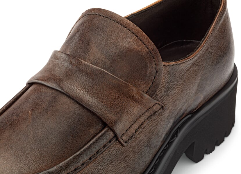Damen-Loafer Lammleder Braun, Detailsicht