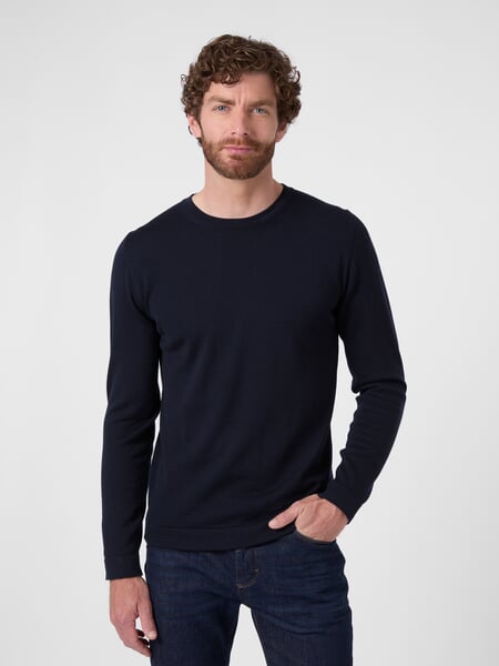 Pulls à col rond pour hommes Bleu foncé, présenté sur un modèle