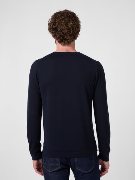 Pulls à col rond pour hommes Bleu foncé, présenté sur un modèle