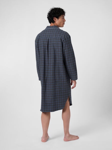 Men nightgown flannel Mixed Gray, presented on a model