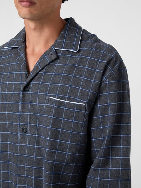 Men nightgown flannel Mixed Gray, close-up