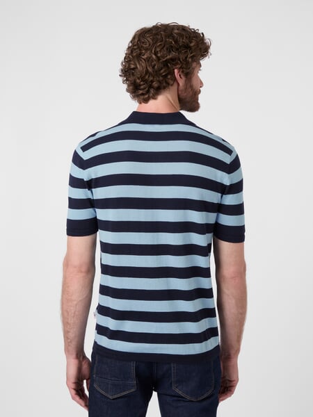 Herren-Strickpolo gestreift Navy-Bleu, Tragebild