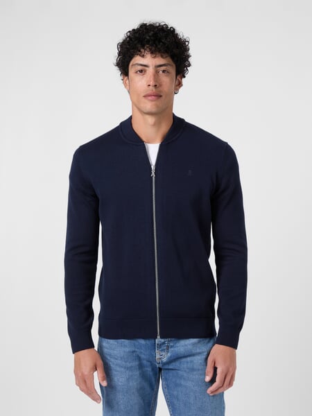 Chaleco de punto para hombre con cremallera Azul marino, Tragebild