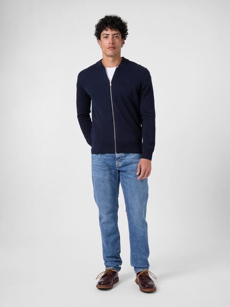 Chaleco de punto para hombre con cremallera Azul marino, Tragebild