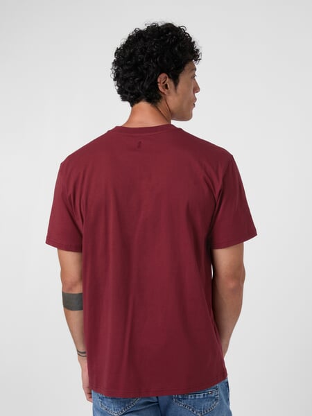 Herren-T-Shirt Baumwolle Dunkelrot, Tragebild