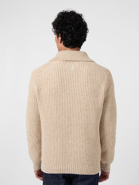 Pull-over pour homme en coton et laine Naturel, présenté sur un modèle
