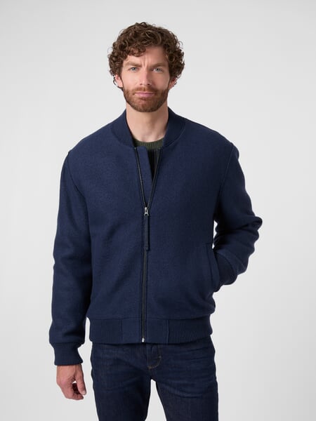Herrenblouson Wolle Blau, Tragebild