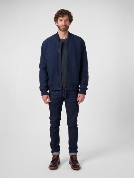 Herrenblouson Wolle Blau, Tragebild