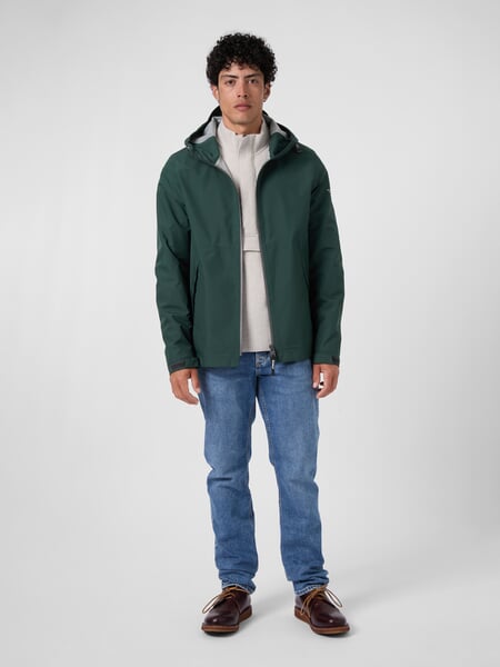Men’s Windbreaker petrol green", presented on a model