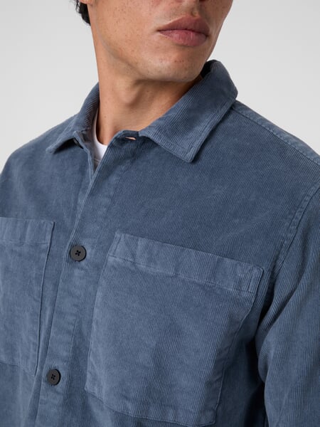Men’s Corduroy Overshirt." Medium blue, close-up