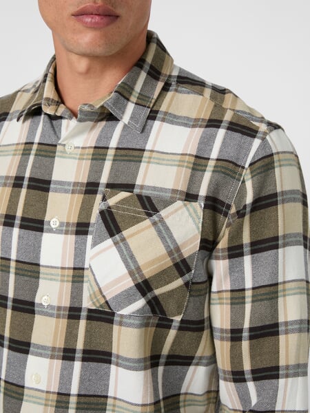 Herren-Flanellhemd Braun-Natur, Detailsicht