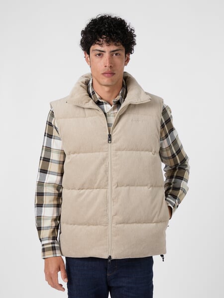 Gilet da uomo in velluto a coste Naturale, Tragebild