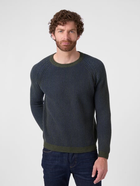Jersey de hombre de lana de cachemira Verde-azul, Tragebild