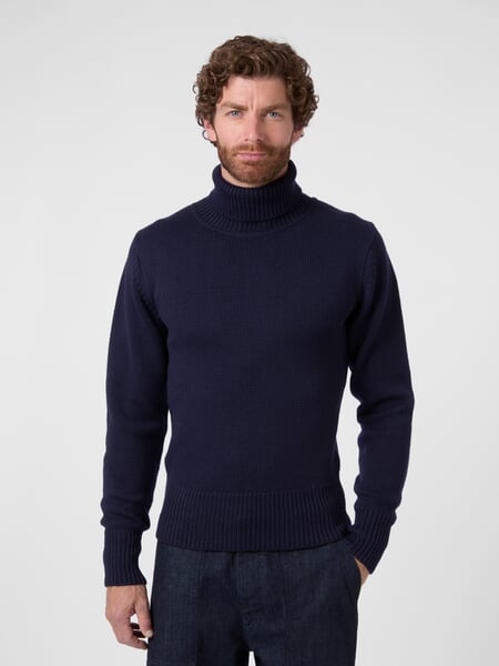 Herren-Rollkragenpullover 1923 Navy, Tragebild