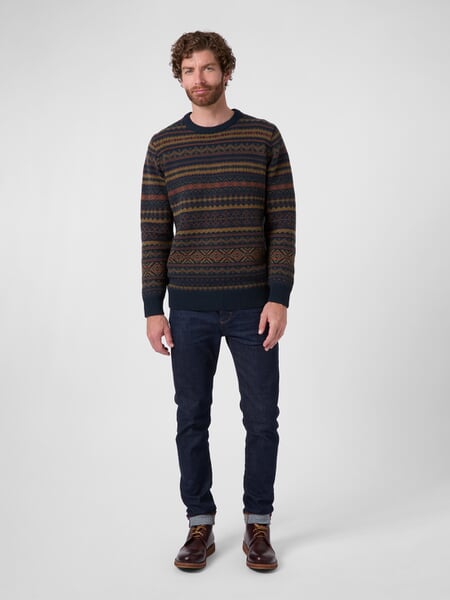 Men’s Patterned Wool Sweater Multicolor, presented on a model