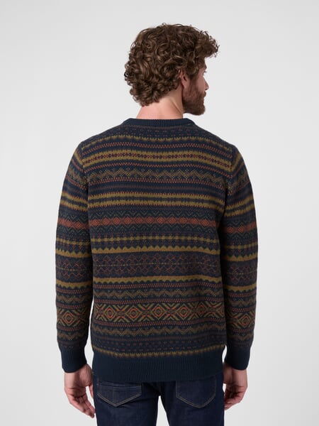 Herrenpullover Wolle gemustert Multicolor, Tragebild