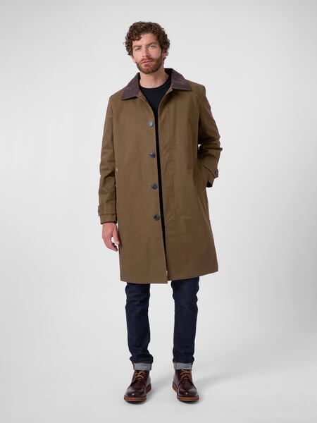 Men's Cotton Coat Olive Brown, presented on a model