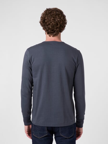 Herren-Henley-Langarmshirt 2M06 Blaugrau, Tragebild