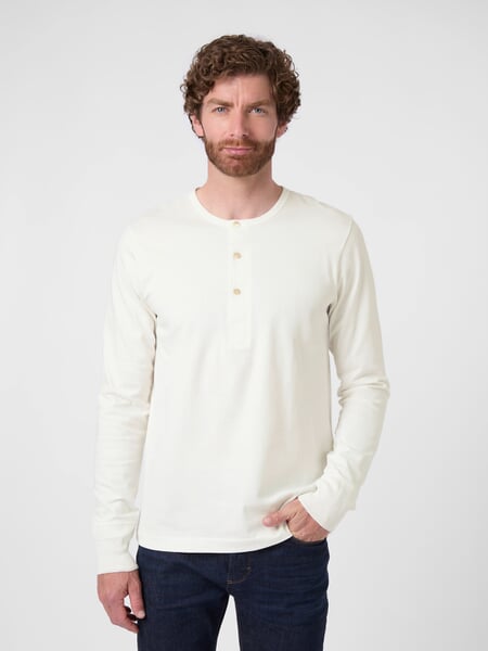 Herren-Henley-Langarmshirt 2M06 Weiß, Tragebild